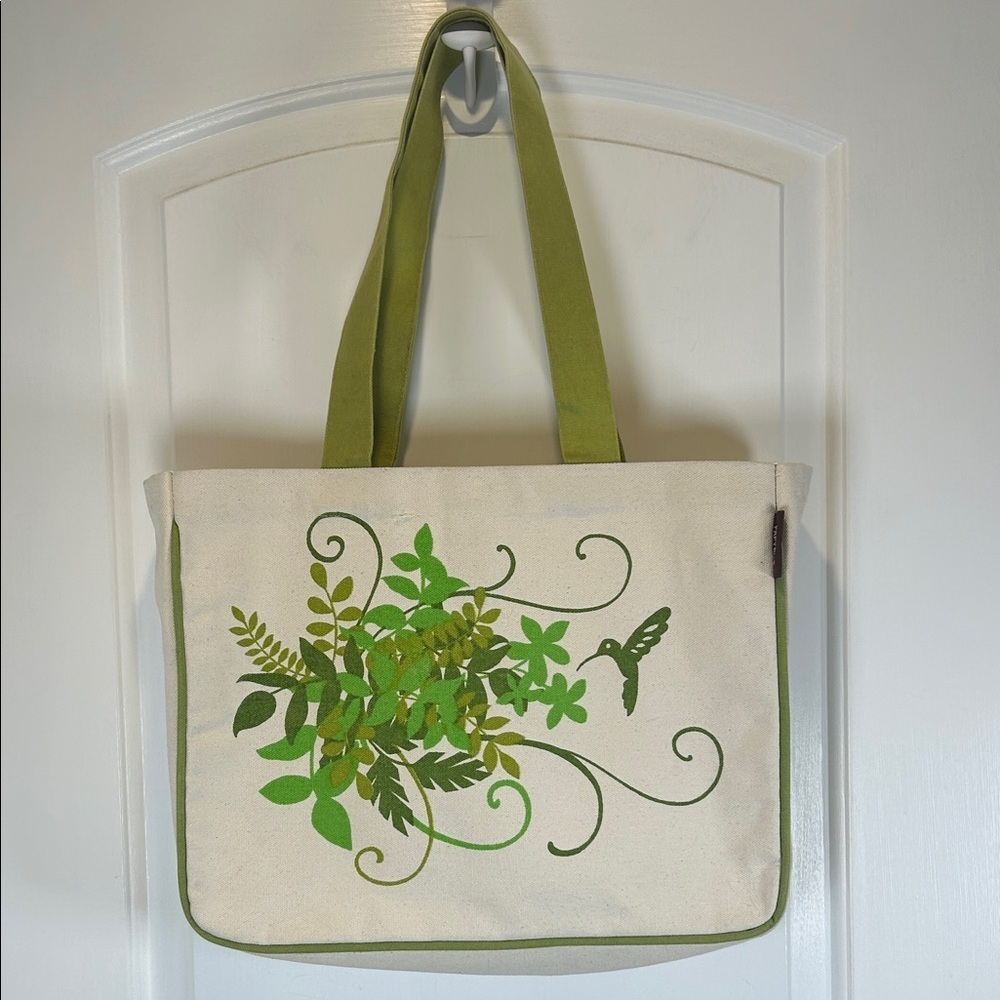 Papyrus Swashy Green Cream Hummingbird Bag Tote